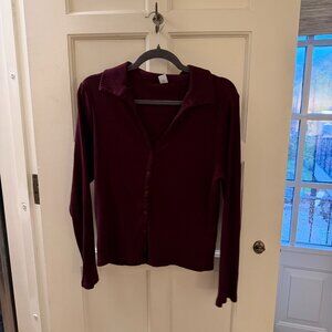 Old Navy Burgundy Slim Ribbed Button-Down Top, size XL